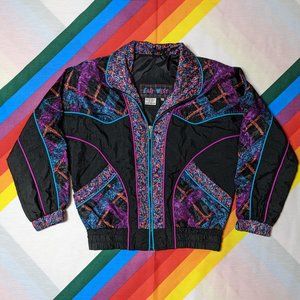 80s Colorful Batwing Windbreaker Track Jacket by East West